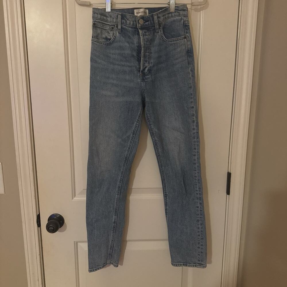Denim Forum Yoko High Rise Slim Jeans in Blue